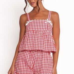Nordstrom Petal & Pup Red Gingham Women's Sleepwear Set